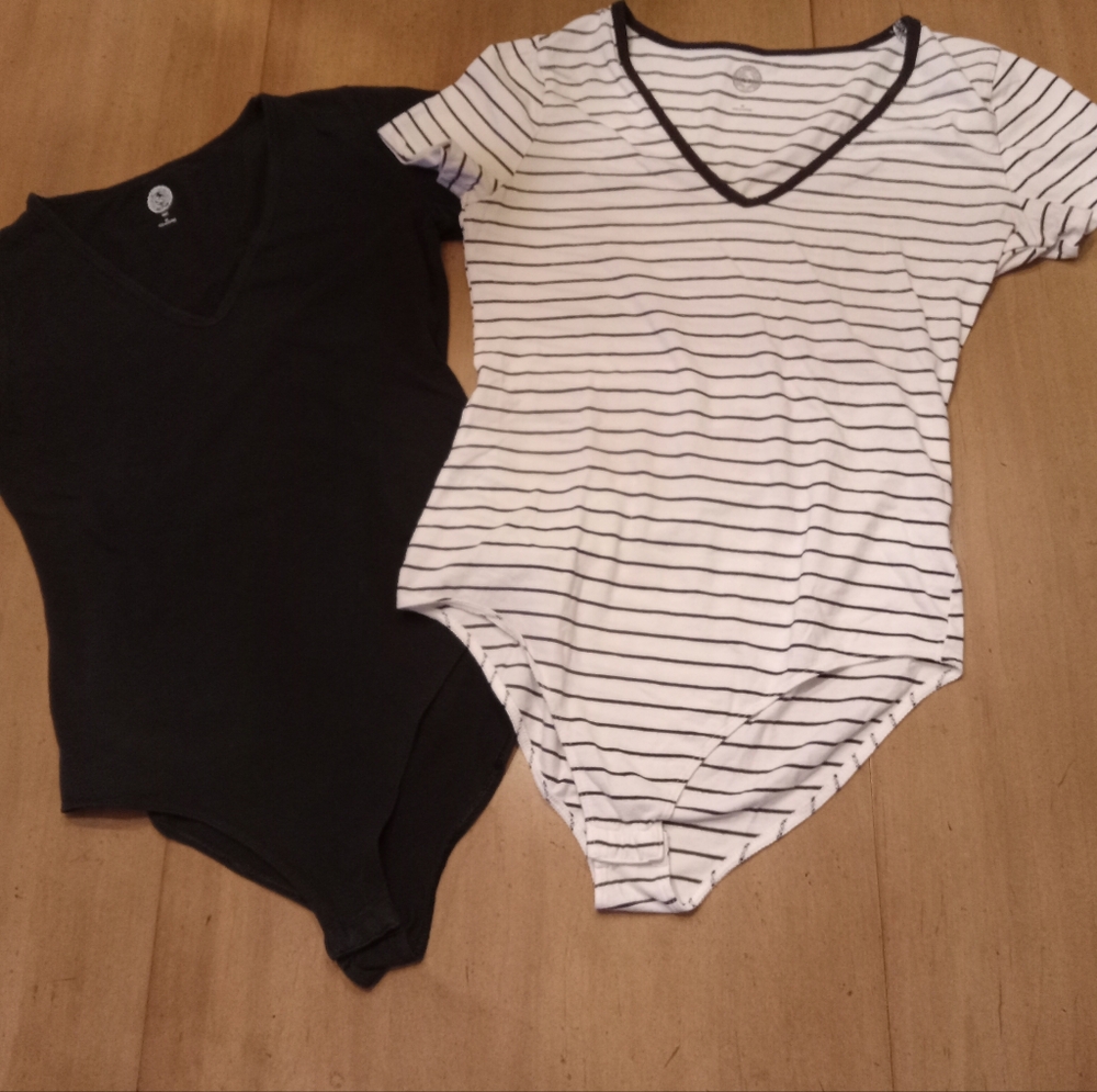So Authentic American Heritage Black and White Striped Bodysuit
